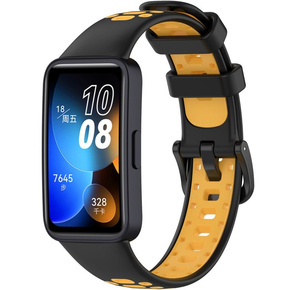 Pasek Silikonowy do Huawei Band 8 / Huawei Band 9, Czarny / Żółty