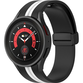 Pasek Silikonowy do Samsung Galaxy Watch 4/5/6 40/42/43/44/45/46/47mm, Czarny / Biały