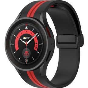Pasek Silikonowy do Samsung Galaxy Watch 4/5/6 40/42/43/44/45/46/47mm, Czarny / Czerwony