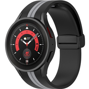 Pasek Silikonowy do Samsung Galaxy Watch 4/5/6 40/42/43/44/45/46/47mm, Czarny / Szary