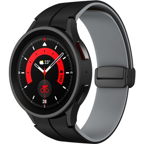 Pasek Silikonowy do Samsung Galaxy Watch 4/5/6 40/42/43/44/45/46/47mm, Czarny / Szary