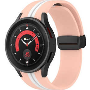 Pasek Silikonowy do Samsung Galaxy Watch 4/5/6 40/42/43/44/45/46/47mm, Różowy / Biały