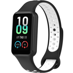 Pasek Silikonowy do Xiaomi Redmi Smart Band 2 / Xiaomi Smart Mi Band 8 Active, Czarny / Biały