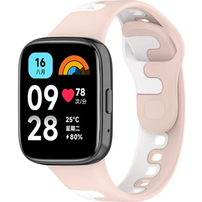 Pasek Silikonowy do Xiaomi Redmi Watch 3 Active, Różowy / Biały