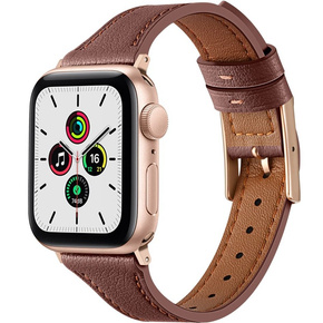 Pasek Skórzany do Apple Watch 1/2/3/4/5/6/7/8/9/SE/Ultra/Ultra 2 42/44/45/49mm, Brązowy