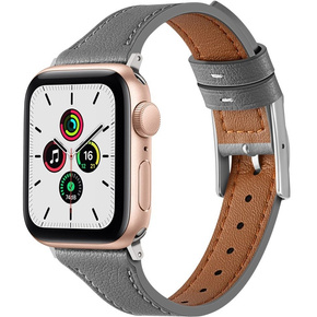 Pasek Skórzany do Apple Watch 1/2/3/4/5/6/7/8/SE 38/40/41mm, Szary