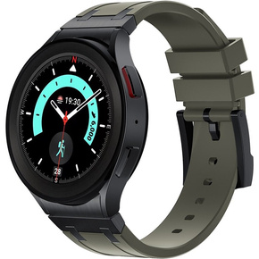 Pasek silikonowy do Samsung Galaxy Watch 4/5/6 40/42/43/44/45/46/47mm, Zielony / czarna klamra