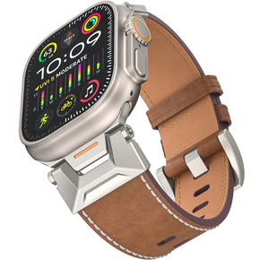 Pasek skórzany do Apple Watch 1/2/3/4/5/6/7/8/9/SE/Ultra/Ultra 2 42/44/45/49MM, Brązowy