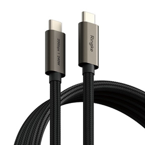 RINGKE Kabel 2x USB 3.2 Type-C 240W 100cm, czarny