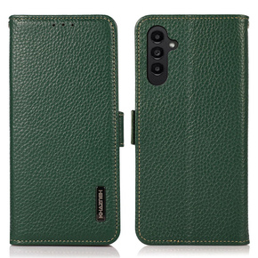 Skórzane Etui KHAZNEH RFID do Samsung Galaxy A35 5G, Litchi Texture, zielone
