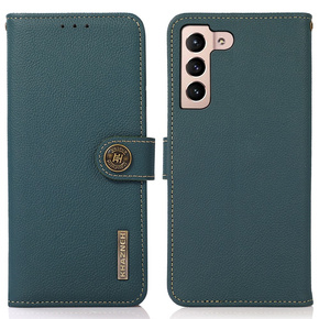 Skórzane Etui KHAZNEH RFID do Samsung Galaxy A35 5G, Litchi Texture, zielone