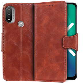 Skórzane Etui Wallet do Motorola Moto E20/E30/E40, Brown