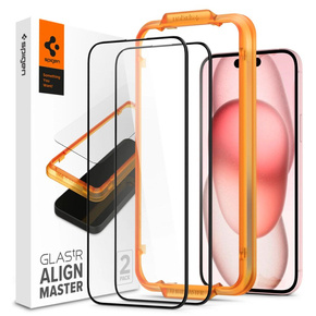 Spigen Szkło Hartowane do iPhone 15 Plus, ALM Glass FC (2 sztuki), Czarne