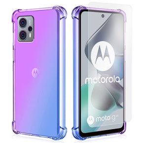 Zestaw Etui Gradient Dropproof do Motorola Moto G23 / G13 4G, Fioletowe / Niebieskie + szkło