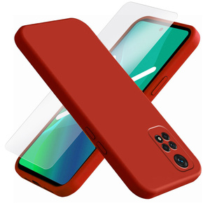 Zestaw Etui Silicone Lite do Xiaomi Redmi Note 11 / 11S, czerwone + szkło