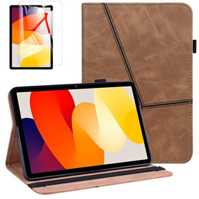 Zestaw Etui + Szkło Hartowane do Xiaomi Redmi Pad SE 11", Klasyczne, Z klapką, brązowe