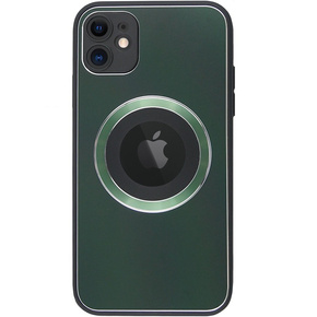 Zestaw Etui do Magsafe do iPhone 11, Hole for Apple Logo, zielone + szkło