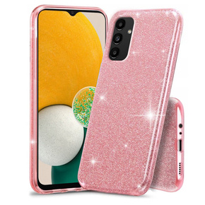 Zestaw Etui do Samsung Galaxy A04S / A13 5G Glitter Case, Różowe + Szkło