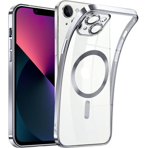Zestaw Etui do iPhone 13, MagSafe Hybrid, srebrne + Szkło