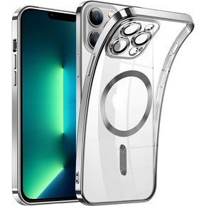 Zestaw Etui do iPhone 13 Pro, MagSafe Hybrid, srebrne + Szkło