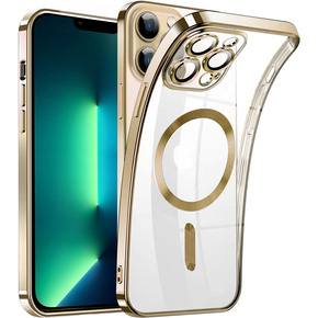 Zestaw Etui do iPhone 13 Pro, MagSafe Hybrid, złote + Szkło