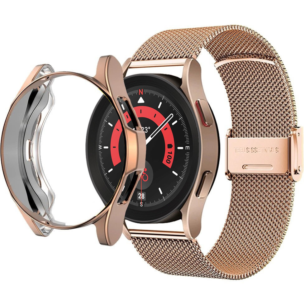 Etui + Bransoleta Milanese do Samsung Galaxy Watch 5 Pro 45mm, Rose Gold sklep XGSM.pl