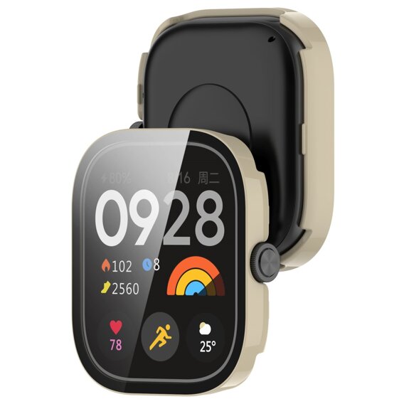 2w1 Etui + Szkło Hartowane do Xiaomi Redmi Watch 4, Beżowe