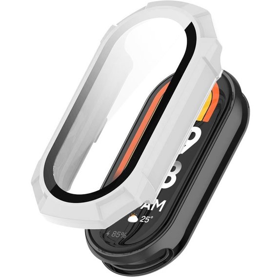 2w1 Etui + Szkło Hartowane do Xiaomi Smart Mi Band 8 / Xiaomi Smart Mi Band 9, Białe