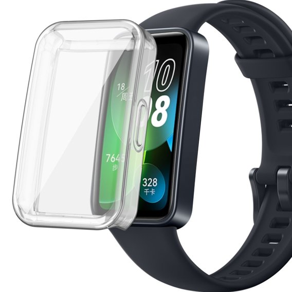 2w1 Etui z Osłoną Silikonową do Huawei Band 8 / Huawei Band 9, Przezroczyste