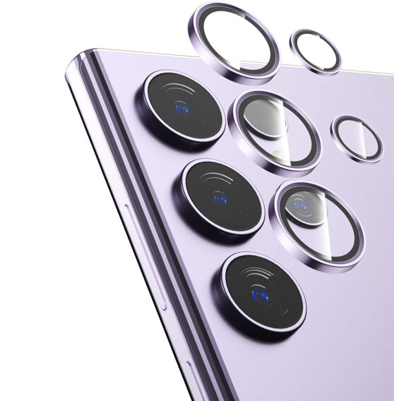 2x Szkło na aparat fioletowa do Samsung Galaxy S24 Ultra, ERBORD Camera Lens, purple frame