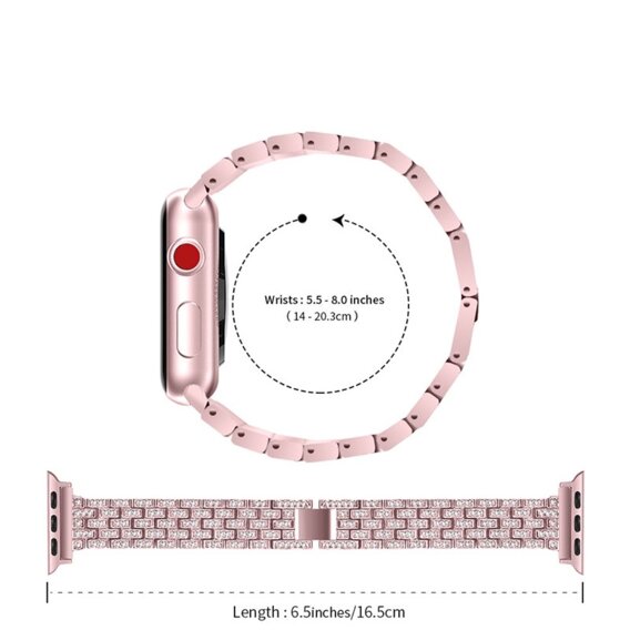 Bransoleta + Etui z Diamentami do Apple Watch 4/5/6/SE 40mm, Różowa