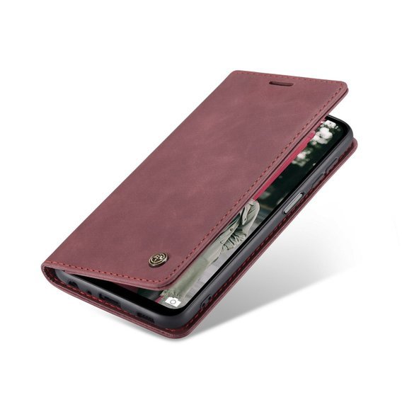 Etui CASEME do Samsung Galaxy A12 / M12 / A12 2021, Leather Wallet Case, Wine Red