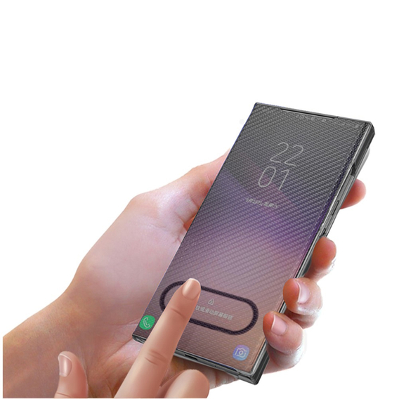 Etui Carbon Fiber Folio Flip do Samsung Galaxy S21+ Plus, Black