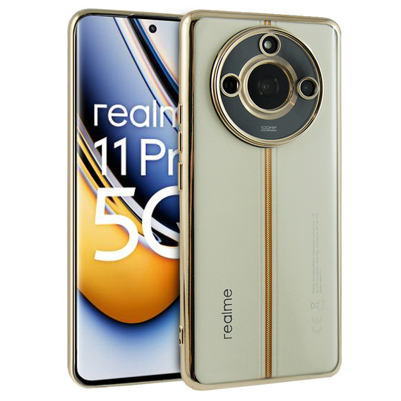 Etui Electroplating Frame do Realme 11 Pro 5G / Pro+ 5G, przezroczyste / złote