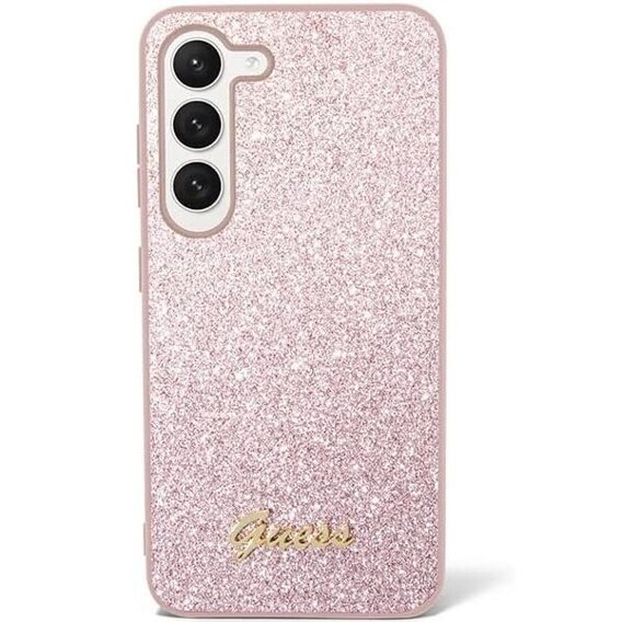 Etui GUESS do Samsung Galaxy S24+ Plus, Glitter Script Hardcase, różowe