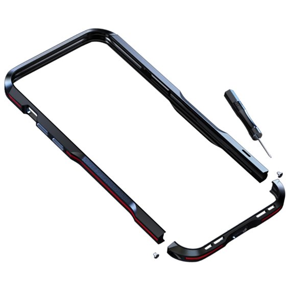 Etui LUPHIE do iPhone 13 Pro Max, Armor Bumper, czarne / czerwone