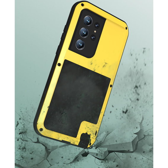 Etui Love Mei do Samsung Galaxy S22 Ultra, pancerne bez szkła, żółte