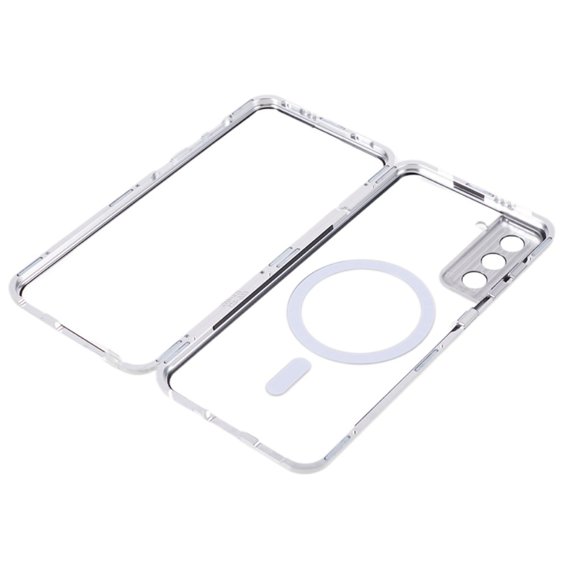 Etui Magnetic Dual Glass MagSafe do Samsung Galaxy S21+ Plus, srebrne