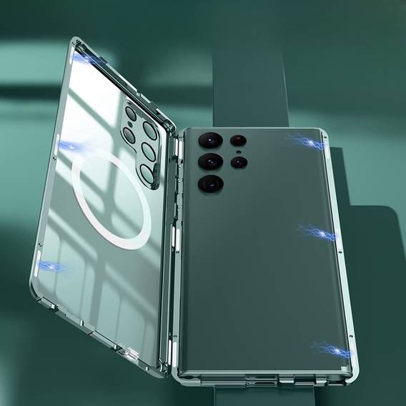 Etui Magnetic Dual Glass MagSafe do Samsung Galaxy S22 Ultra, zielone