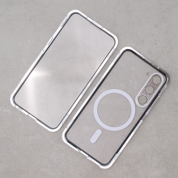 Etui Magnetic Dual Glass MagSafe do Samsung Galaxy S23, srebrne