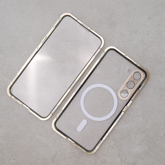 Etui Magnetic Dual Glass MagSafe do Samsung Galaxy S23, złote