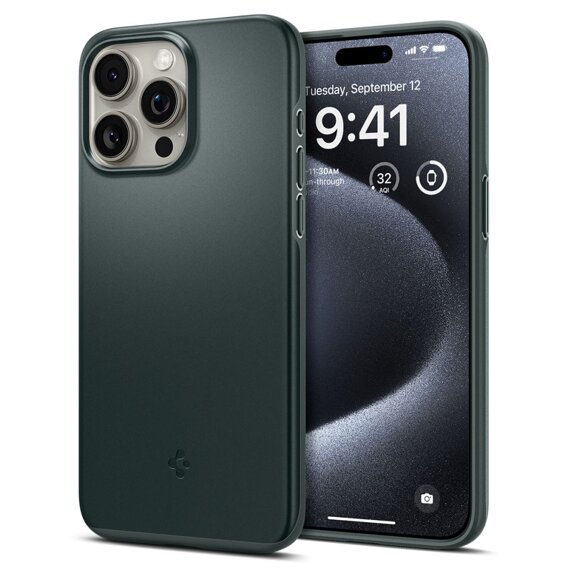 Etui Spigen do iPhone 15 Pro, Thin Fit, Zielone