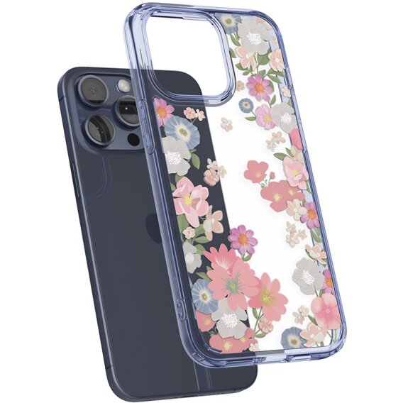 Etui Spigen do iPhone 15 Pro, Ultra Hybrid Blossom, Przezroczyste, Kwiaty