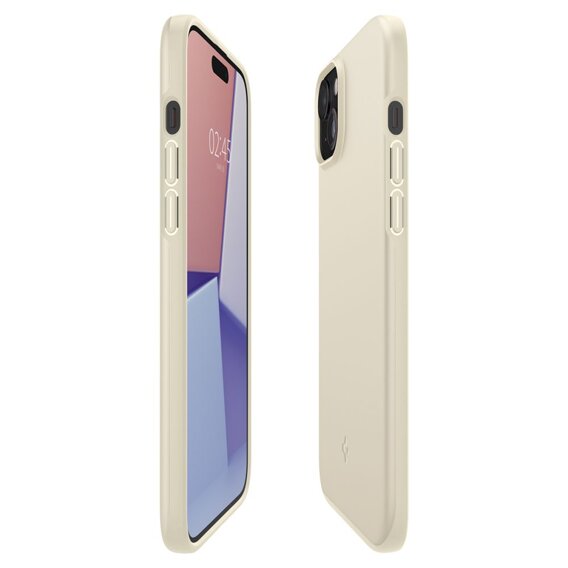 Etui Spigen do iPhone 15, Thin Fit, Beżowe