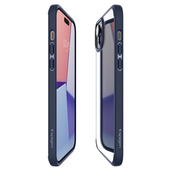 Etui Spigen do iPhone 15, Ultra Hybrid, Przezroczyste / Niebieskie