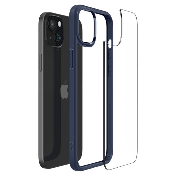 Etui Spigen do iPhone 15, Ultra Hybrid, Przezroczyste / Niebieskie