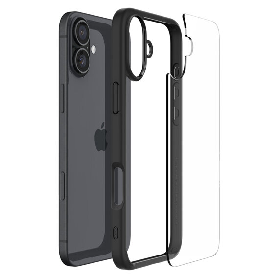 Etui Spigen do iPhone 16 Plus, Ultra Hybrid, czarne + Szkło Hartowane 9H