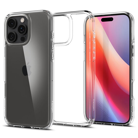 Etui Spigen do iPhone 16 Pro Max, Ultra Hybrid, przezroczyste + Szkło Hartowane 9H