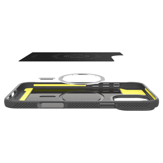 Etui Spigen do iPhone 16 Pro, Rugged Armor MagSafe, szare + Szkło Hartowane 9H