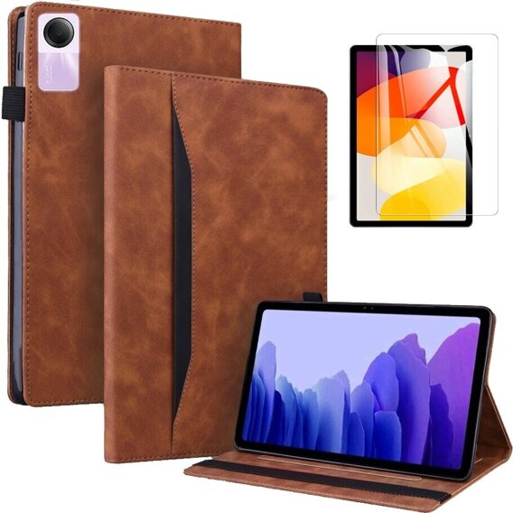 Etui + Szkło hartowane do Xiaomi Redmi Pad SE 11", Klasyczne, Brązowe